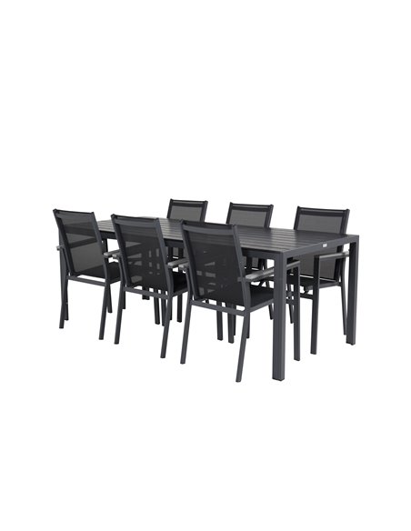 Matgrupp Break med Parma matstolar, 205 × 90 cm