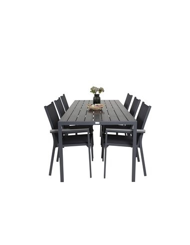 Matgrupp Break med Parma matstolar, 205 × 90 cm