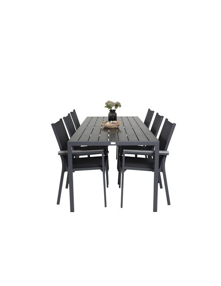 Matgrupp Break med Parma matstolar, 205 × 90 cm