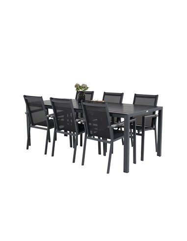 Matgrupp Break med Parma matstolar, 205 × 90 cm