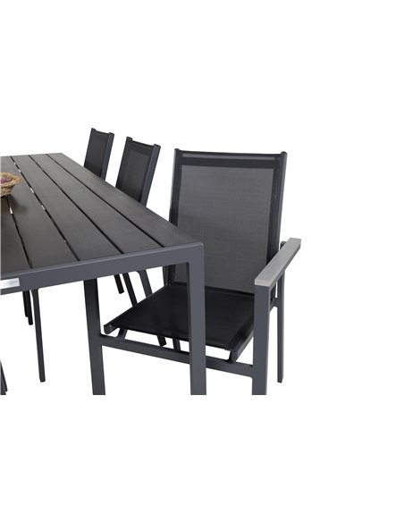 Matgrupp Break med Parma matstolar, 205 × 90 cm