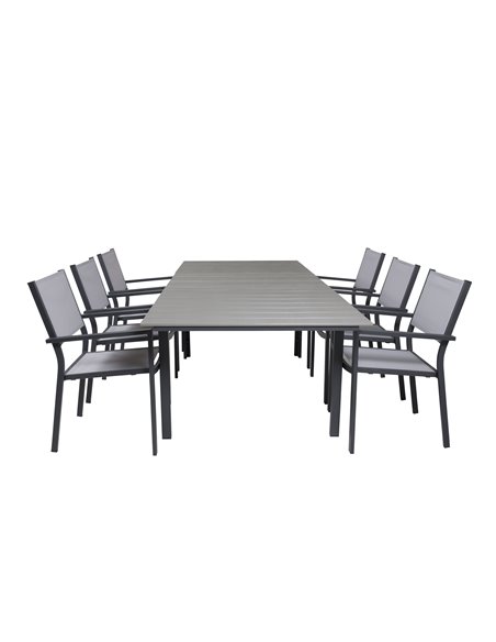 Matgrupp Levels med Copacabana matstolar, 160 × 100 cm