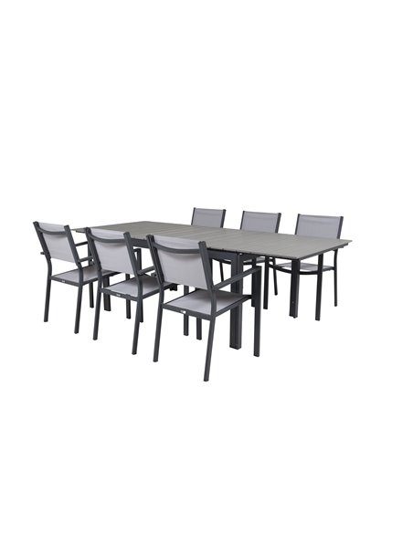 Matgrupp Levels med Copacabana matstolar, 160 × 100 cm
