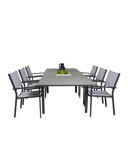 Matgrupp Levels med Copacabana matstolar, 160 × 100 cm