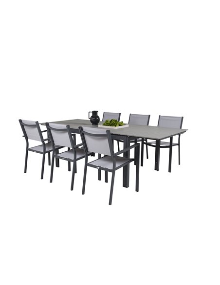Matgrupp Levels med Copacabana matstolar, 160 × 100 cm