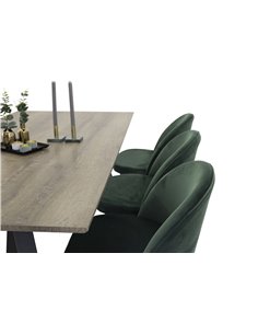 Matgrupp Marina med Velvet matstolar, 180 × 90 cm 2