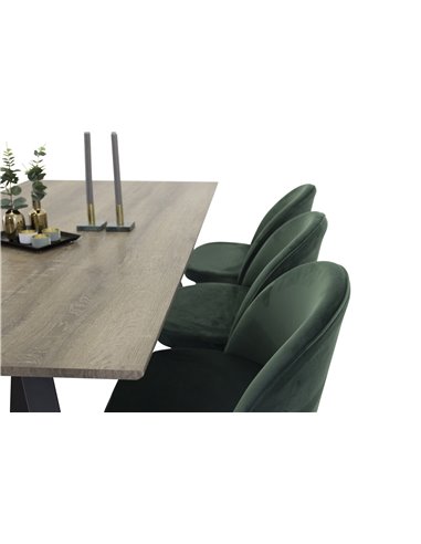 Matgrupp Marina med Velvet matstolar, 180 × 90 cm