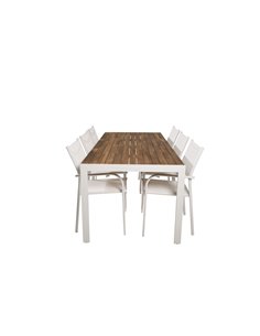 Matgrupp Bois med Santorini matstolar, 205 × 90 cm
