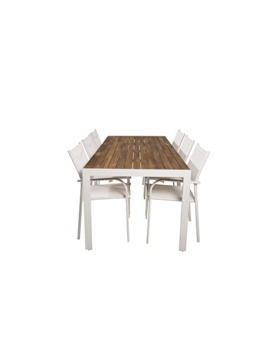 Matgrupp Bois med Santorini matstolar, 205 × 90 cm