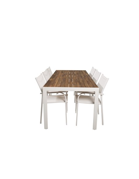 Matgrupp Bois med Santorini matstolar, 205 × 90 cm