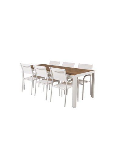 Matgrupp Bois med Santorini matstolar, 205 × 90 cm