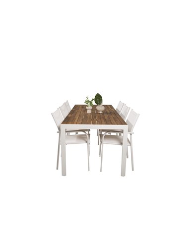 Matgrupp Bois med Santorini matstolar, 205 × 90 cm