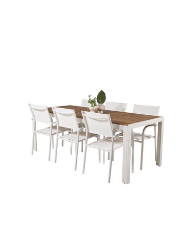 Matgrupp Bois med Santorini matstolar, 205 × 90 cm