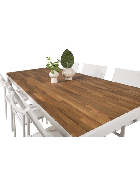 Matgrupp Bois med Santorini matstolar, 205 × 90 cm