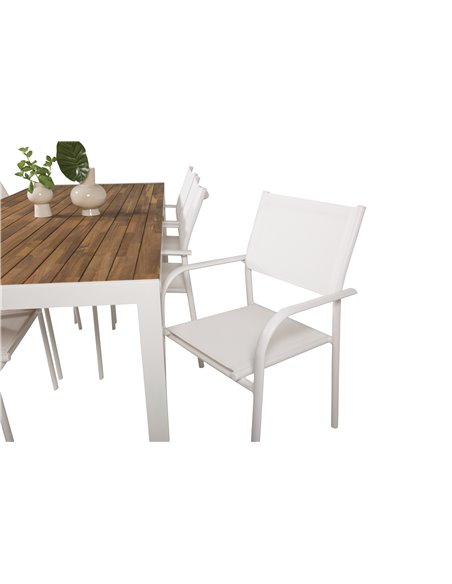 Matgrupp Bois med Santorini matstolar, 205 × 90 cm