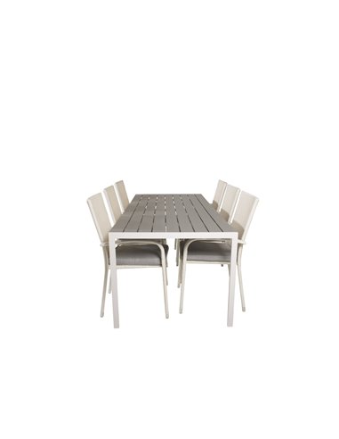 Matgrupp Break med Anna matstolar, 205 × 90 cm