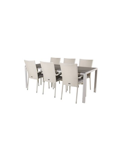 Matgrupp Break med Anna matstolar, 205 × 90 cm