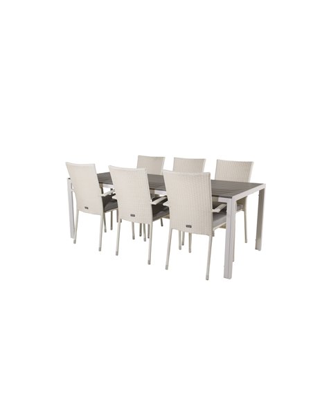 Matgrupp Break med Anna matstolar, 205 × 90 cm