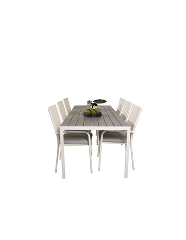 Matgrupp Break med Anna matstolar, 205 × 90 cm