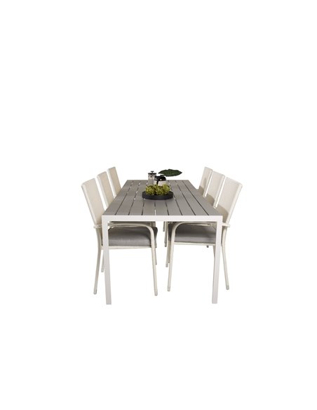 Matgrupp Break med Anna matstolar, 205 × 90 cm