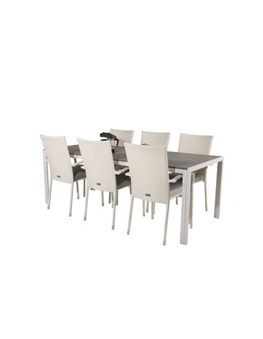 Matgrupp Break med Anna matstolar, 205 × 90 cm