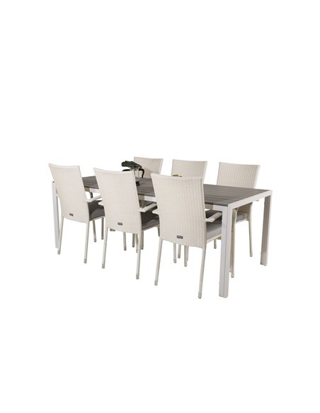 Matgrupp Break med Anna matstolar, 205 × 90 cm