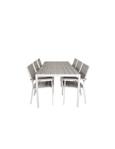 Matgrupp Break med Levels matstolar, 205 × 90 cm