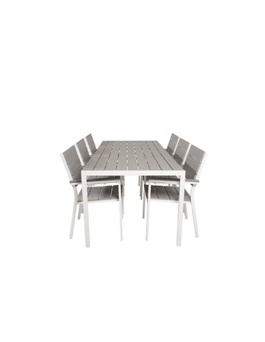 Matgrupp Break med Levels matstolar, 205 × 90 cm