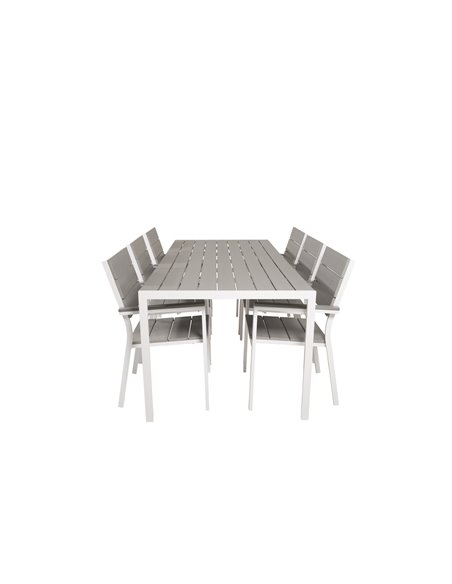 Matgrupp Break med Levels matstolar, 205 × 90 cm