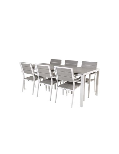 Matgrupp Break med Levels matstolar, 205 × 90 cm