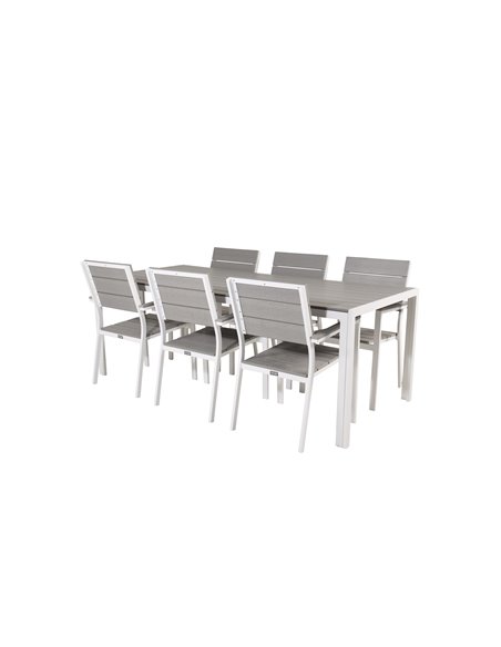 Matgrupp Break med Levels matstolar, 205 × 90 cm