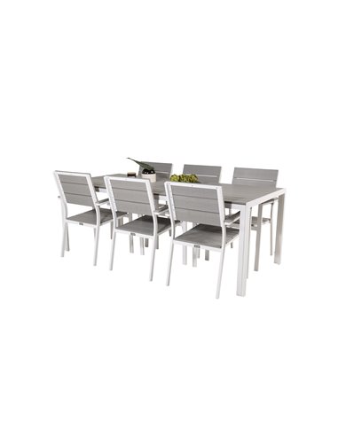 Matgrupp Break med Levels matstolar, 205 × 90 cm
