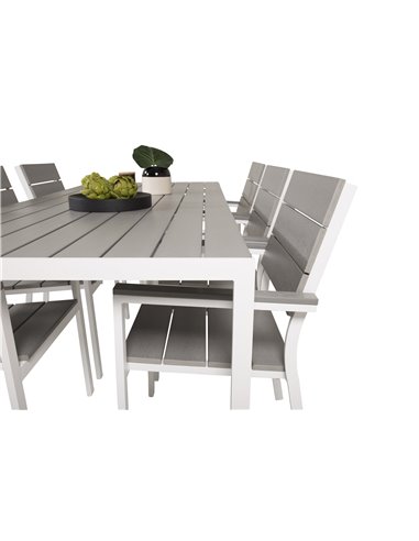 Matgrupp Break med Levels matstolar, 205 × 90 cm