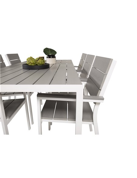Matgrupp Break med Levels matstolar, 205 × 90 cm