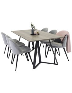 Matgrupp Marina med Velvet matstolar, 180 × 90 cm