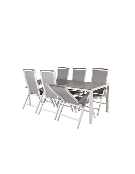 Matgrupp Break med Albany matstolar, 205 × 90 cm