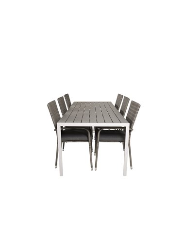 Matgrupp Break med Anna matstolar, 205 × 90 cm