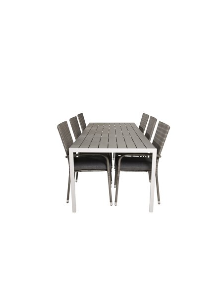 Matgrupp Break med Anna matstolar, 205 × 90 cm