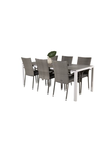 Matgrupp Break med Anna matstolar, 205 × 90 cm