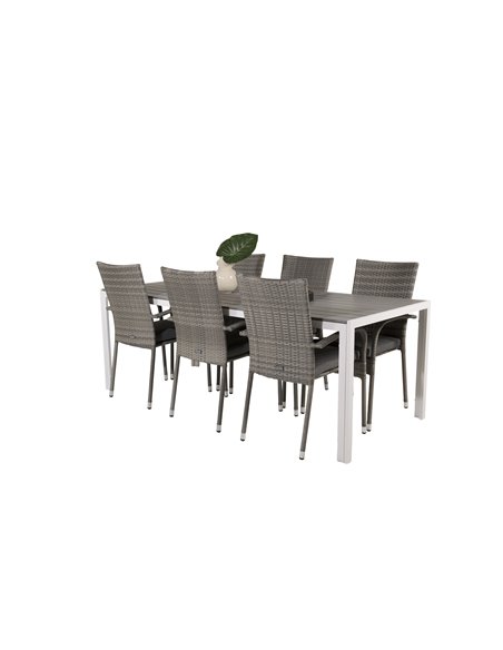 Matgrupp Break med Anna matstolar, 205 × 90 cm