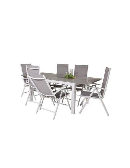 Matgrupp Albany med Break matstolar, 152 × 90 cm