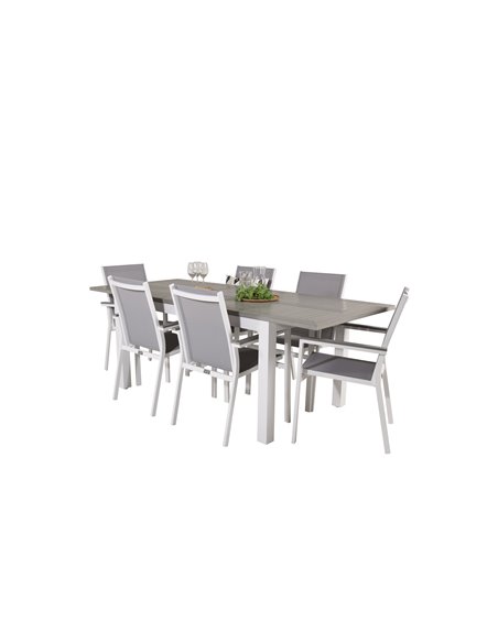 Matgrupp Albany med Parma matstolar, 152 × 90 cm