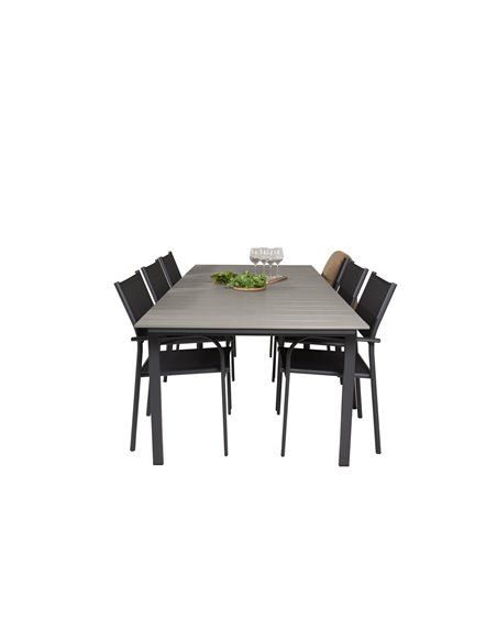 Matgrupp Levels med Santorini matstolar, 224 × 100 cm