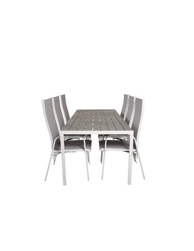 Matgrupp Break med Copacabana matstolar, 205 × 90 cm