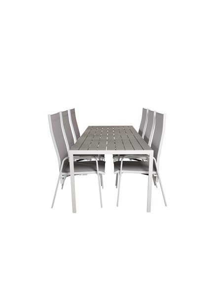 Matgrupp Break med Copacabana matstolar, 205 × 90 cm