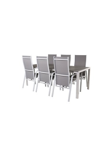Matgrupp Break med Copacabana matstolar, 205 × 90 cm