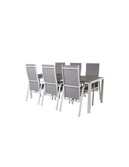 Matgrupp Break med Copacabana matstolar, 205 × 90 cm