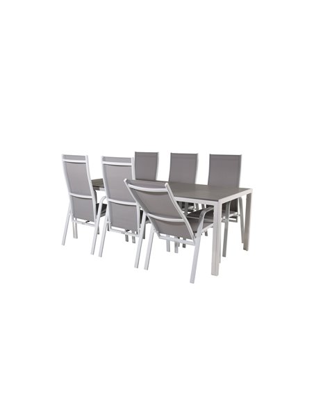 Matgrupp Break med Copacabana matstolar, 205 × 90 cm