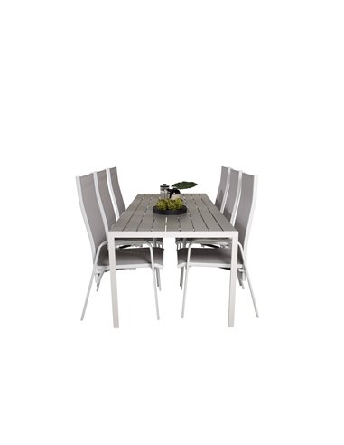Matgrupp Break med Copacabana matstolar, 205 × 90 cm