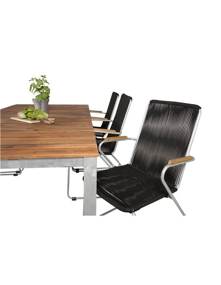 Matgrupp Zenia med Bois matstolar, 200 × 100 cm